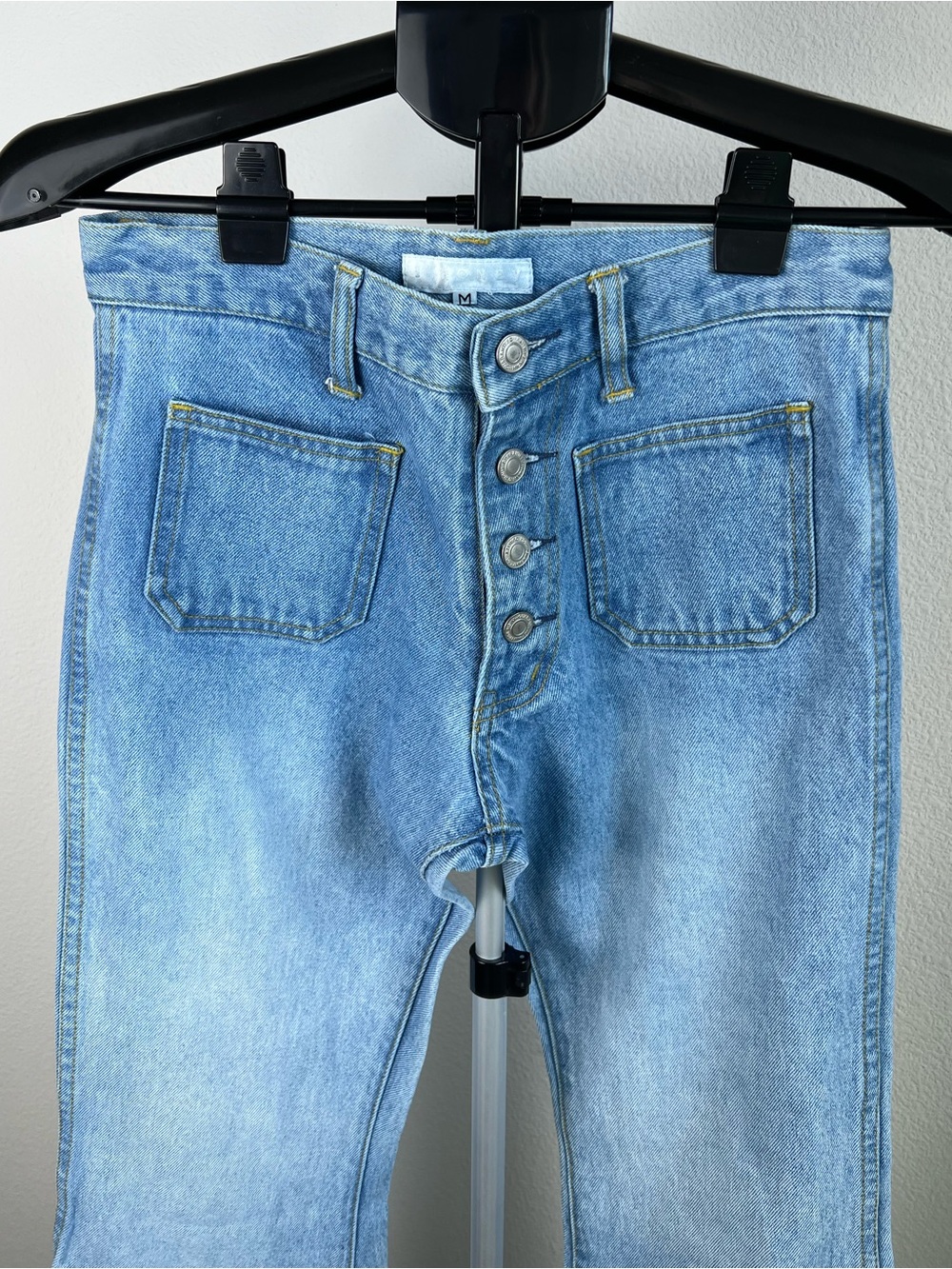 J Honey Japanese Denim Flare Jeans M Bell Bottom High Rise Y2K Boho Hippie 70s - Picture 3 of 7